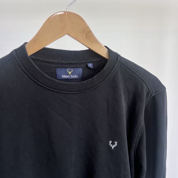 Allen Solly Pullover Sweater w/ Pockets Men's Sz Small Black Crewneck Sweatshirt - Picture 2 of 7